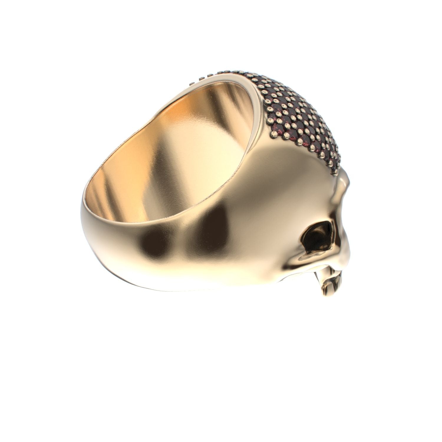 Antrax Pavè Skull Ring - Garnet - 9ct Gold - BeckonJewel