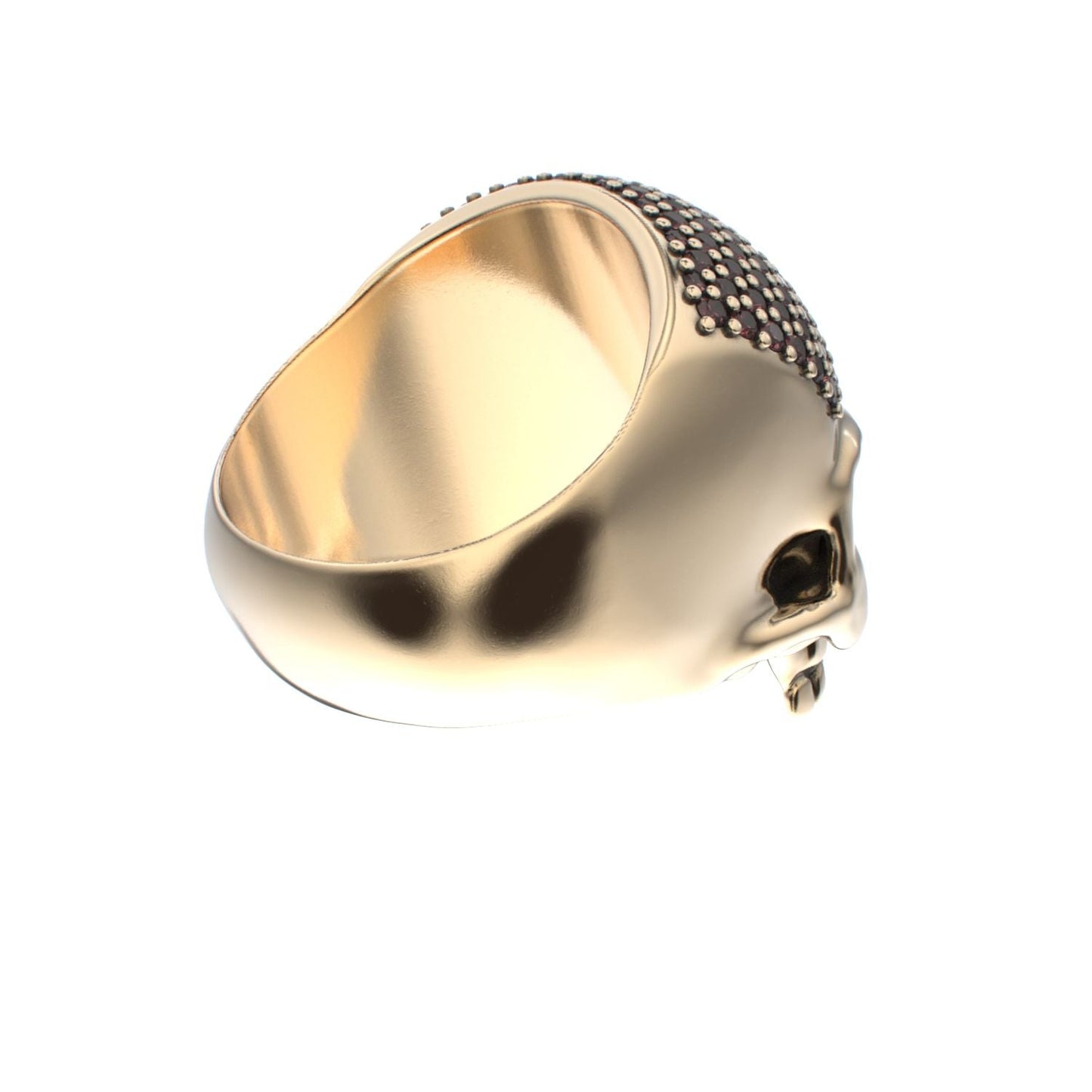 Antrax Pavè Skull Ring - Garnet - 9ct Gold - BeckonJewel