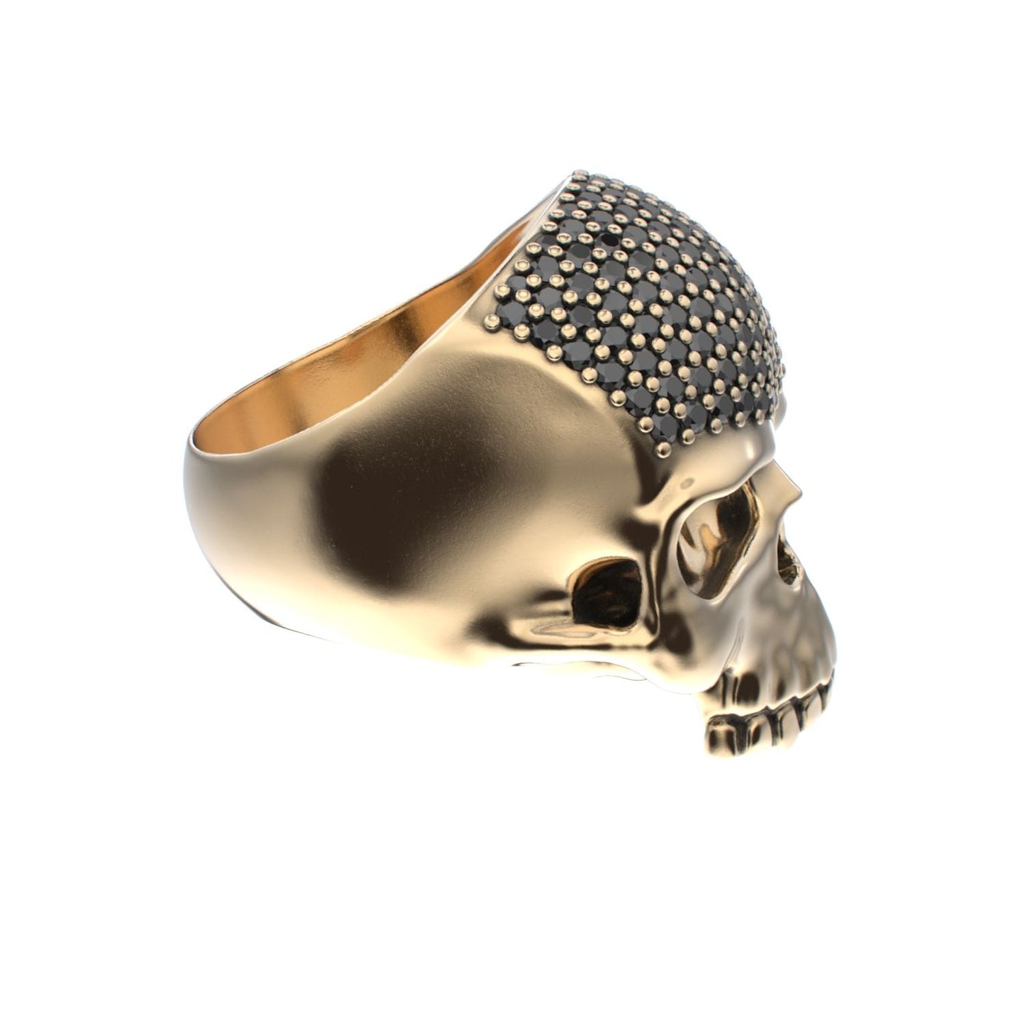 Antrax Pavè Skull Ring - Onyx - 9ct Gold - BeckonJewel