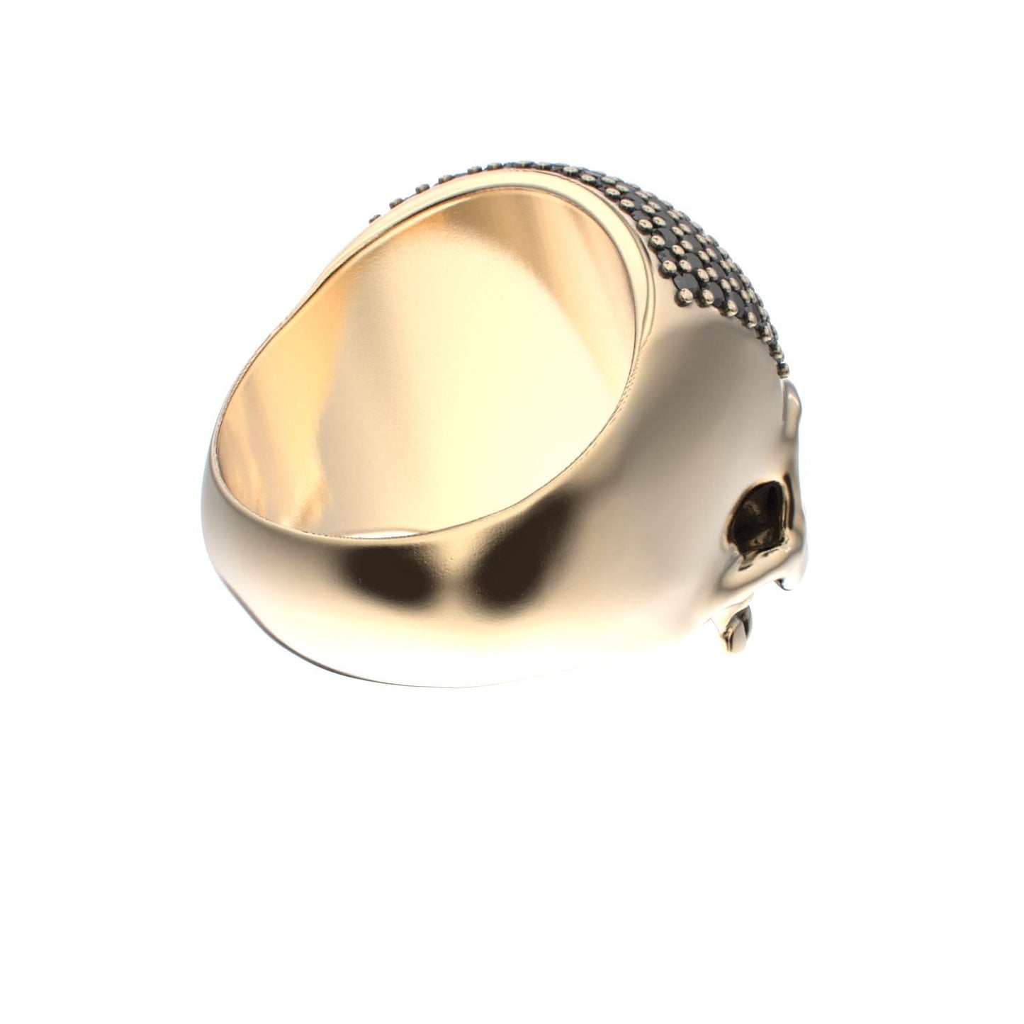 Antrax Pavè Skull Ring - Onyx - 9ct Gold - BeckonJewel