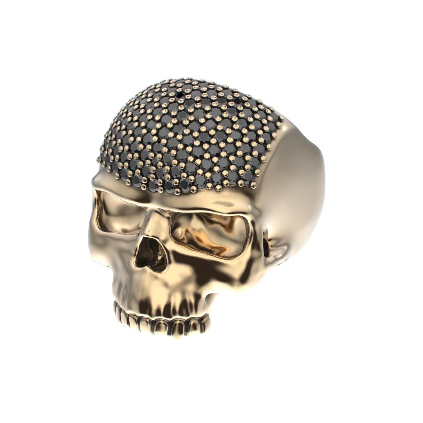 Antrax Pavè Skull Ring - Onyx - 9ct Gold - BeckonJewel