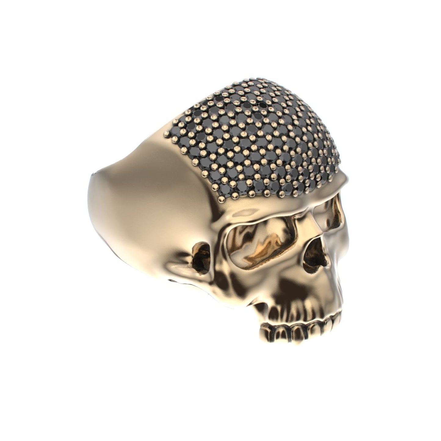 Antrax Pavè Skull Ring - Onyx - 9ct Gold - BeckonJewel