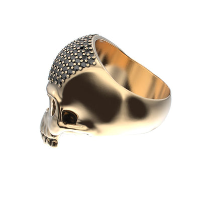 Antrax Pavè Skull Ring - Onyx - 9ct Gold - BeckonJewel