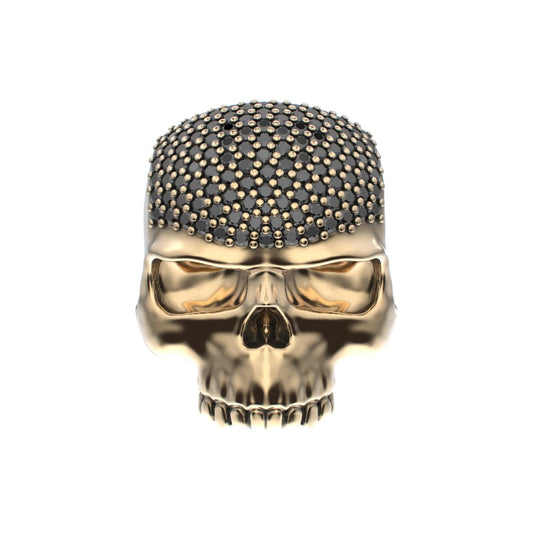 Antrax Pavè Skull Ring - Onyx - 9ct Gold - BeckonJewel