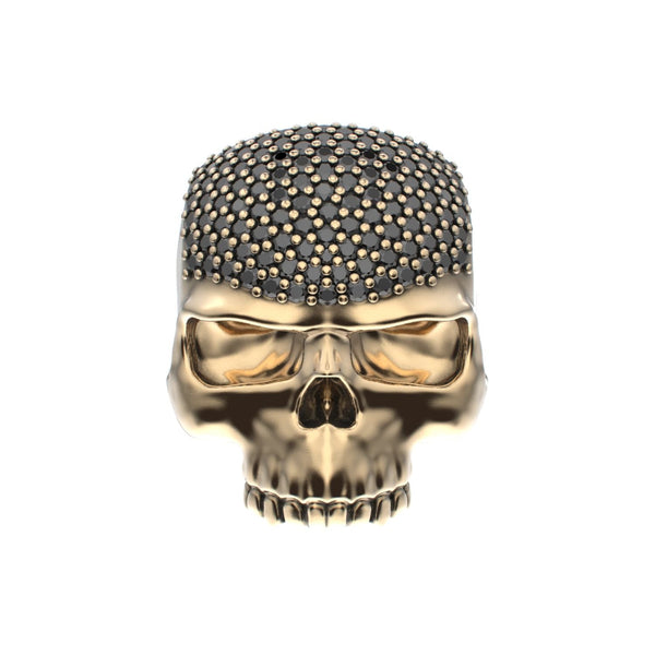 Antrax Pavè Skull Ring - Onyx - 9ct Gold - BeckonJewel