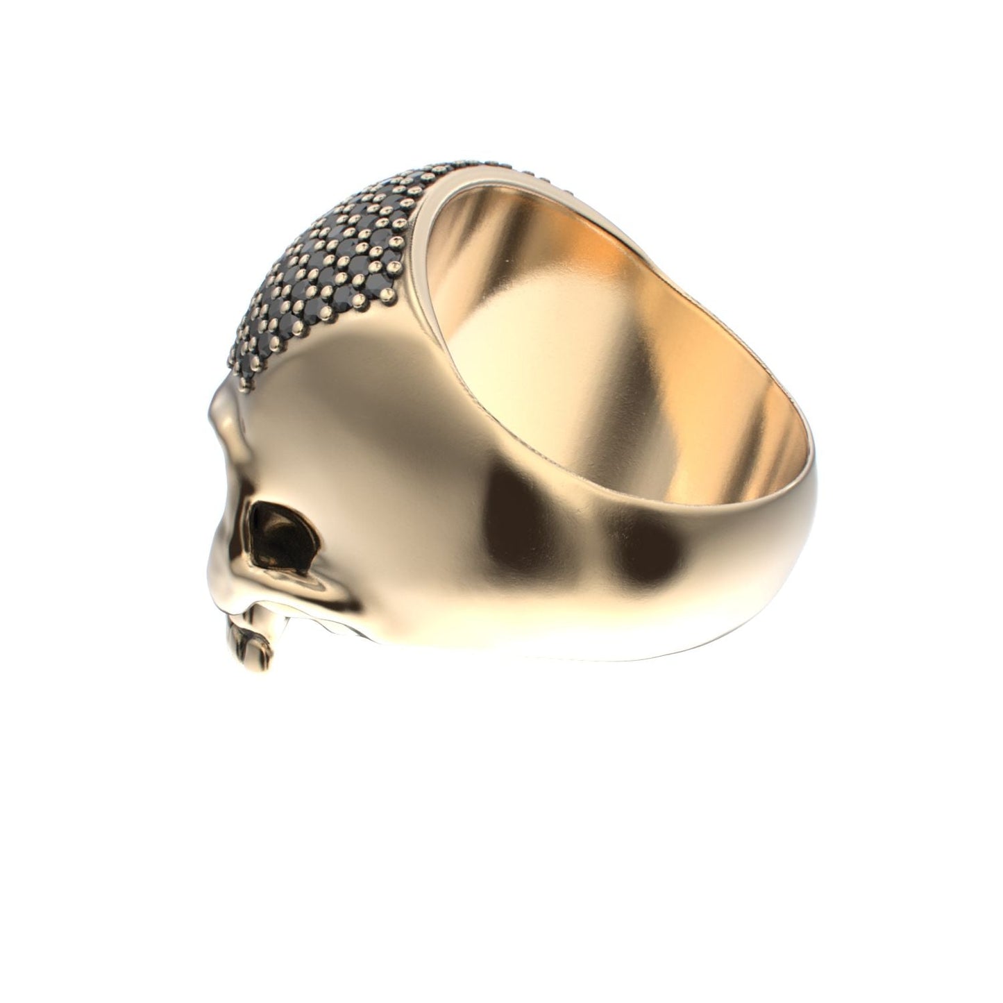 Antrax Pavè Skull Ring - Onyx - 9ct Gold - BeckonJewel