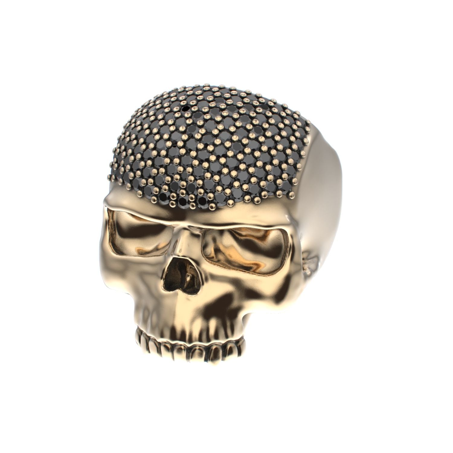 Antrax Pavè Skull Ring - Onyx - 9ct Gold - BeckonJewel