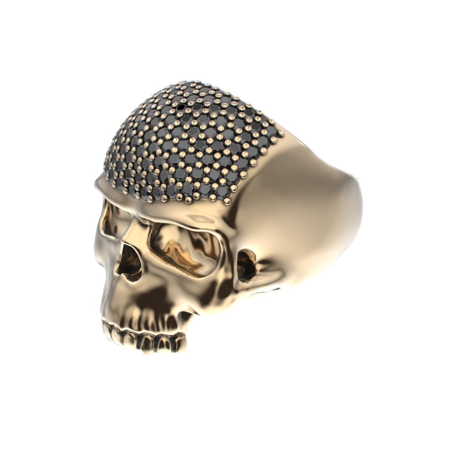 Antrax Pavè Skull Ring - Onyx - 9ct Gold - BeckonJewel