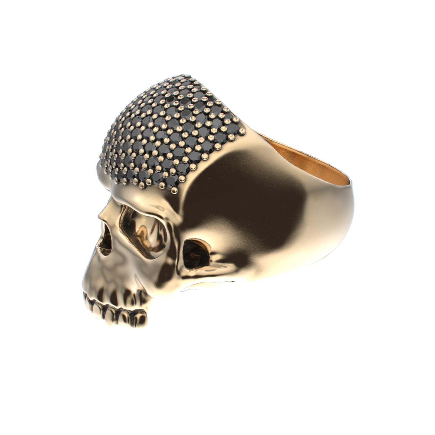 Antrax Pavè Skull Ring - Onyx - 9ct Gold - BeckonJewel