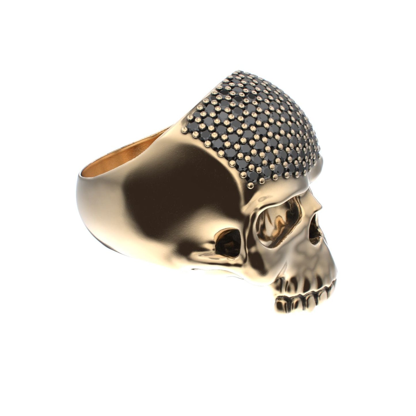 Antrax Pavè Skull Ring - Onyx - 9ct Gold - BeckonJewel