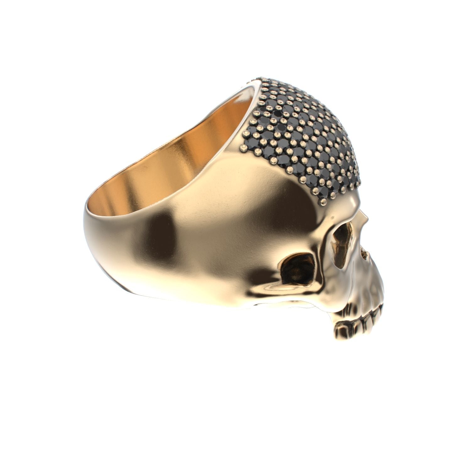 Antrax Pavè Skull Ring - Onyx - 9ct Gold - BeckonJewel