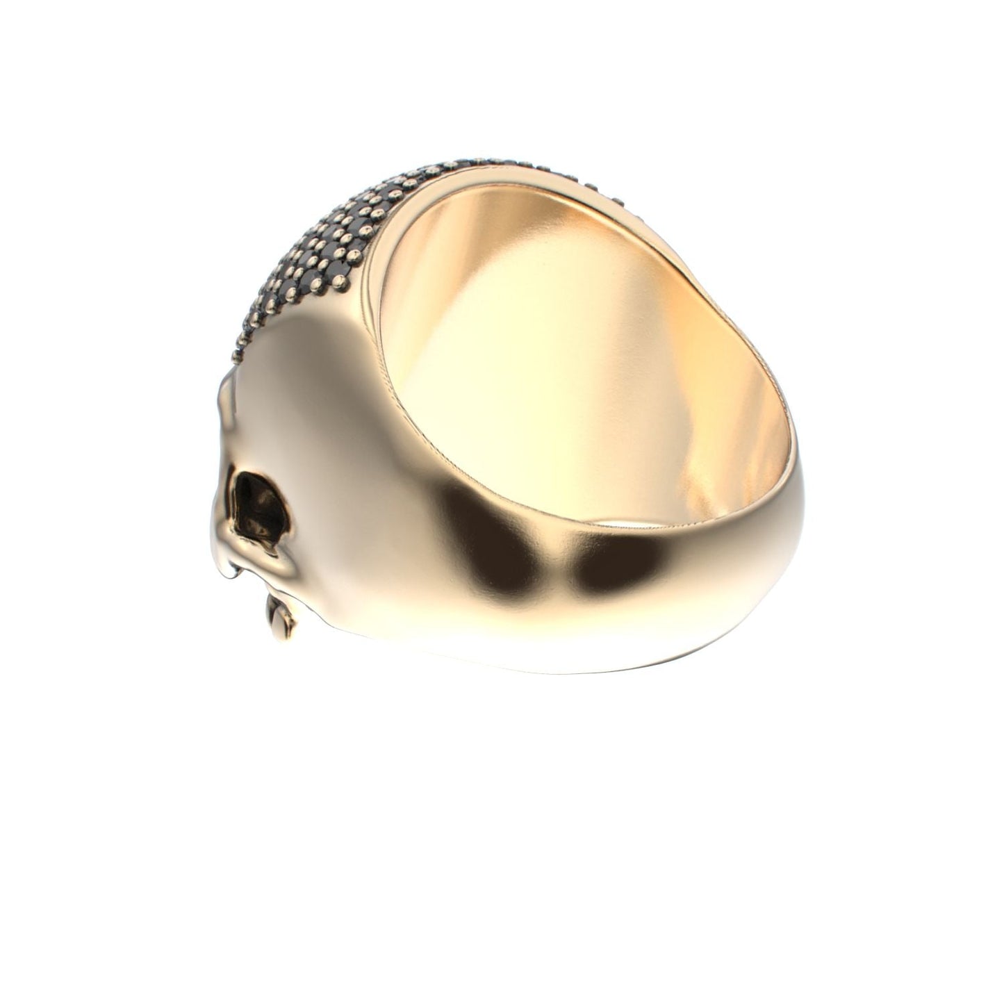 Antrax Pavè Skull Ring - Onyx - 9ct Gold - BeckonJewel