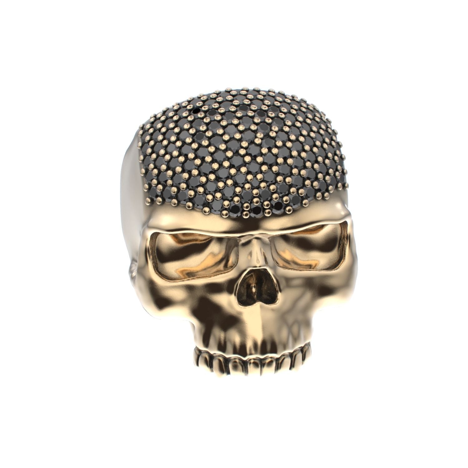 Antrax Pavè Skull Ring - Onyx - 9ct Gold - BeckonJewel