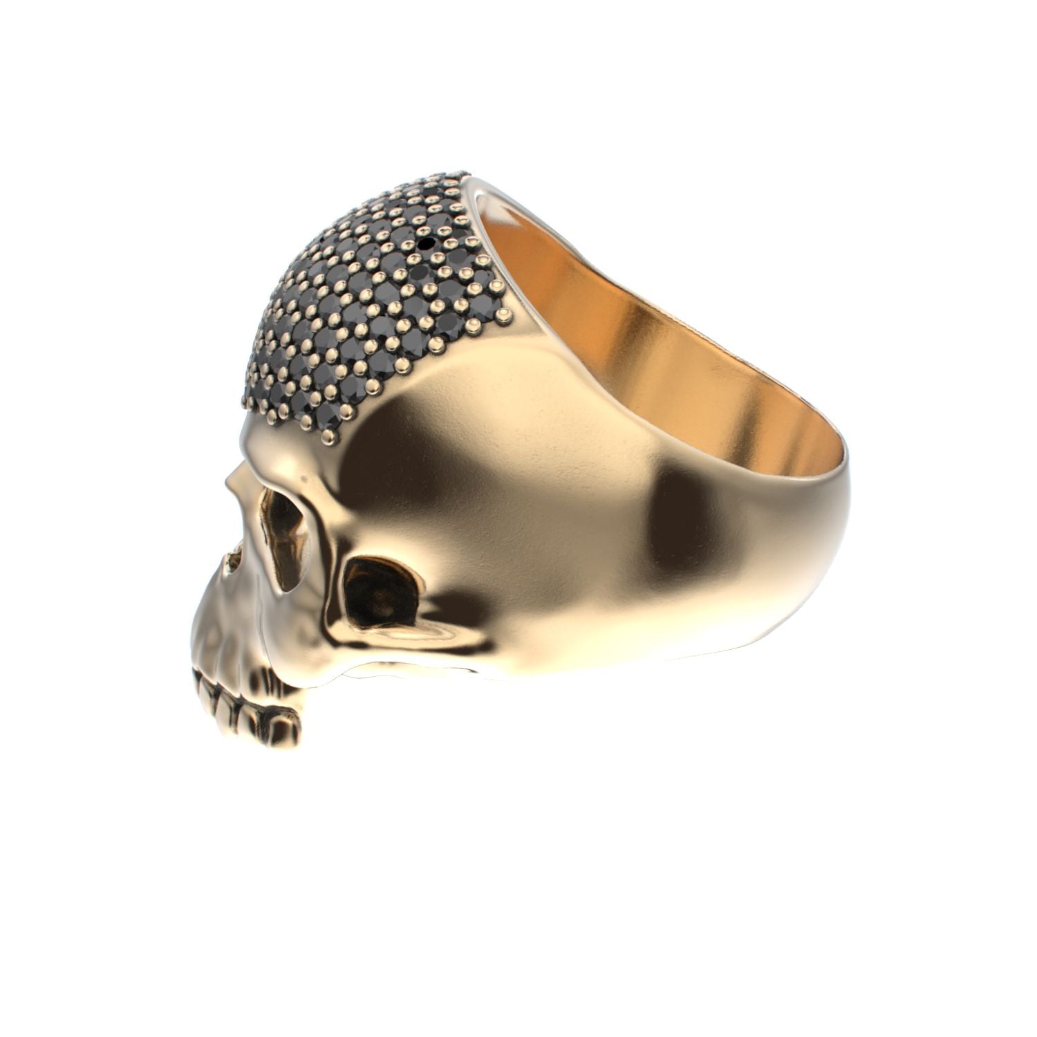 Antrax Pavè Skull Ring - Onyx - 9ct Gold - BeckonJewel