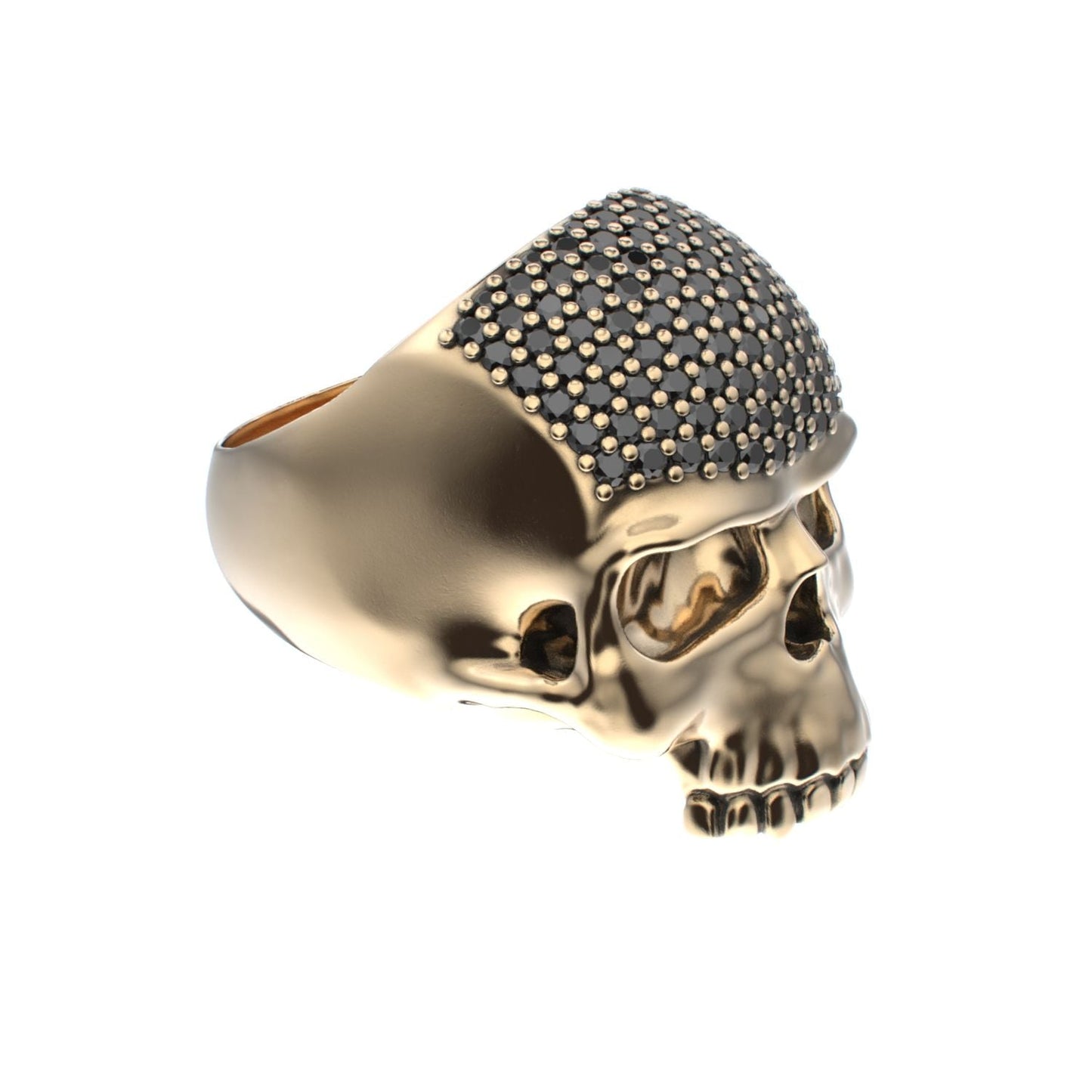 Antrax Pavè Skull Ring - Onyx - 9ct Gold - BeckonJewel