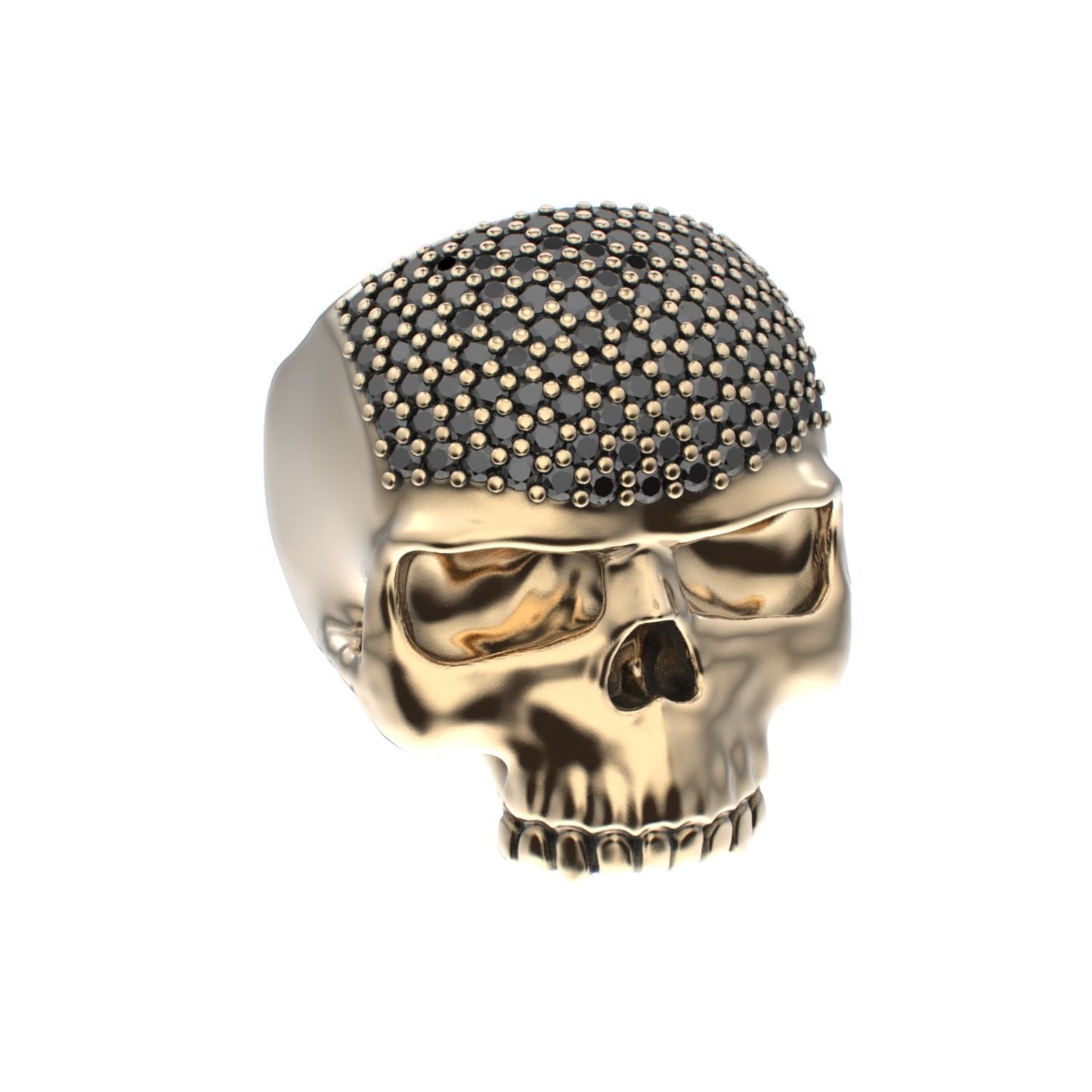 Antrax Pavè Skull Ring - Onyx - 9ct Gold - BeckonJewel