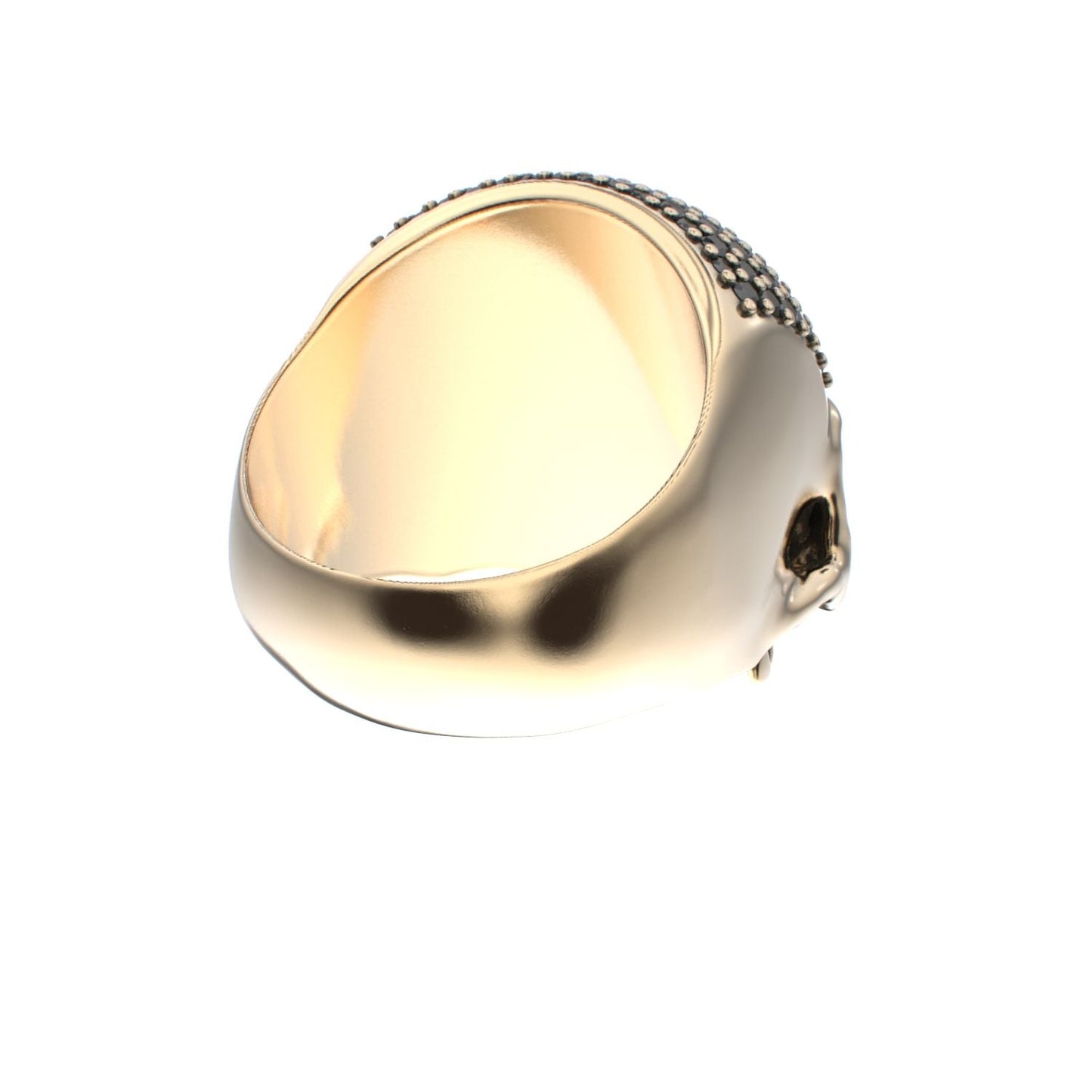 Antrax Pavè Skull Ring - Onyx - 9ct Gold - BeckonJewel