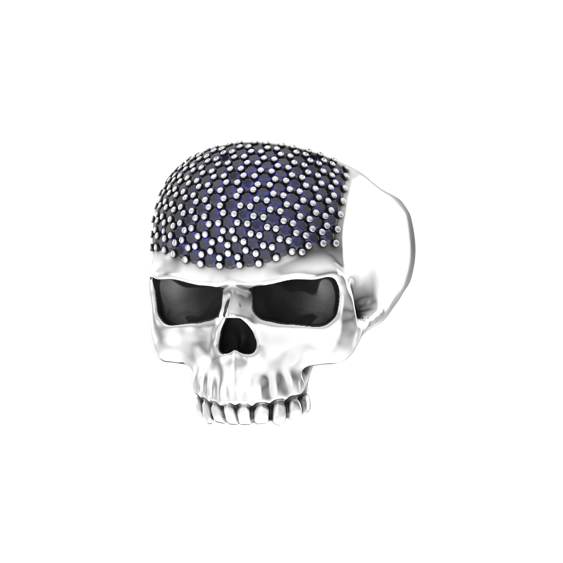 Ántrax Skull Ring - Pavé Blue Sapphire Edition | Solid Sterling Silver - BeckonJewel