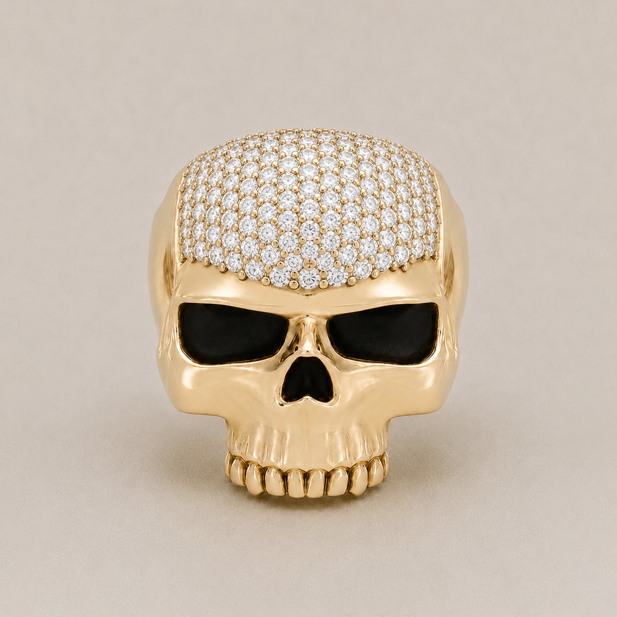 Ántrax Skull Ring – Pavé Moissanite Edition | 9ct Yellow Gold - BeckonJewel