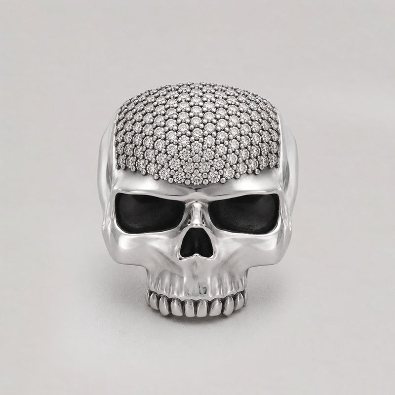Ántrax Skull Ring – Pavé Moissanite | Solid Sterling Silver - BeckonJewel