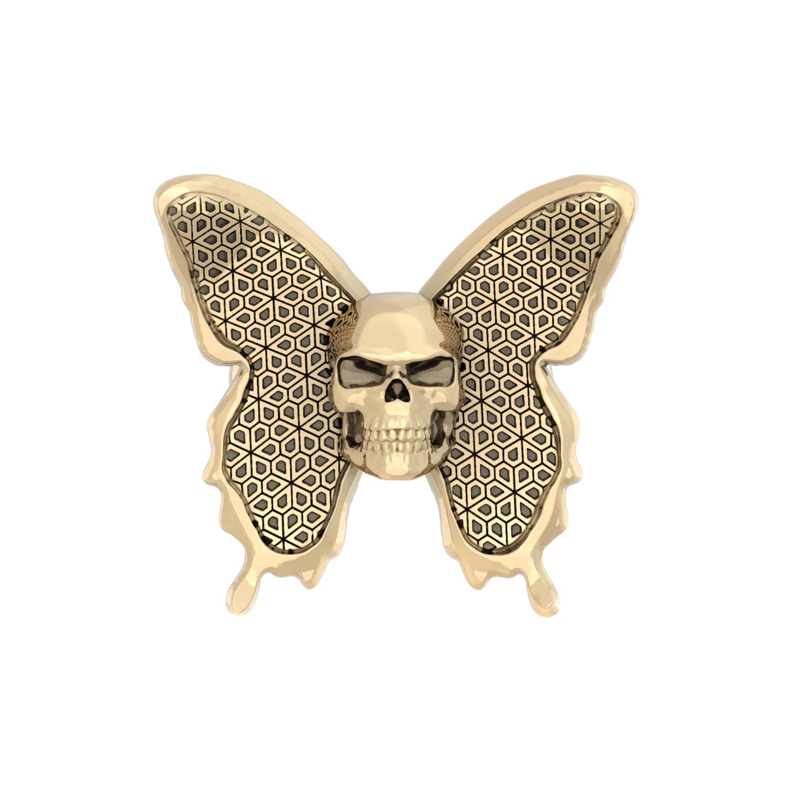 Butterfly Skull Ring | 9ct Gold - BeckonJewel