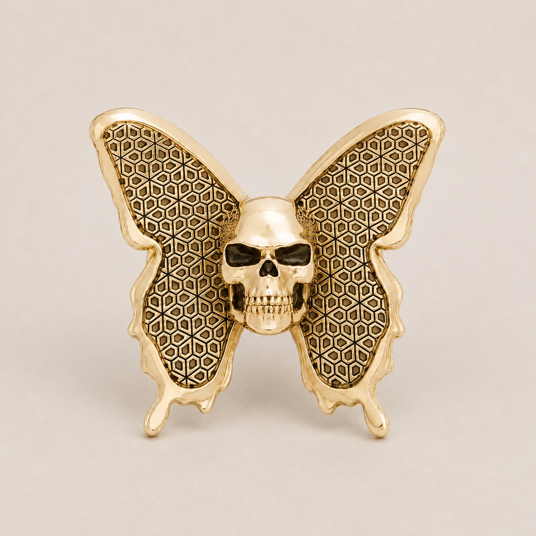 Butterfly Skull Ring | 9ct Gold - BeckonJewel