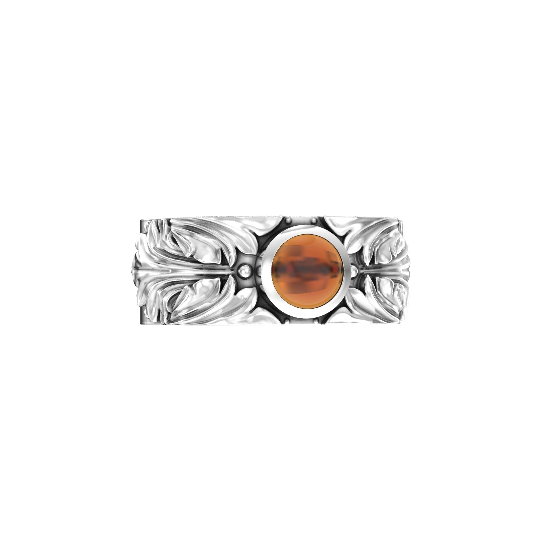 Court Filigree Ring – Citrine Cabochon | Sterling Silver - BeckonJewel