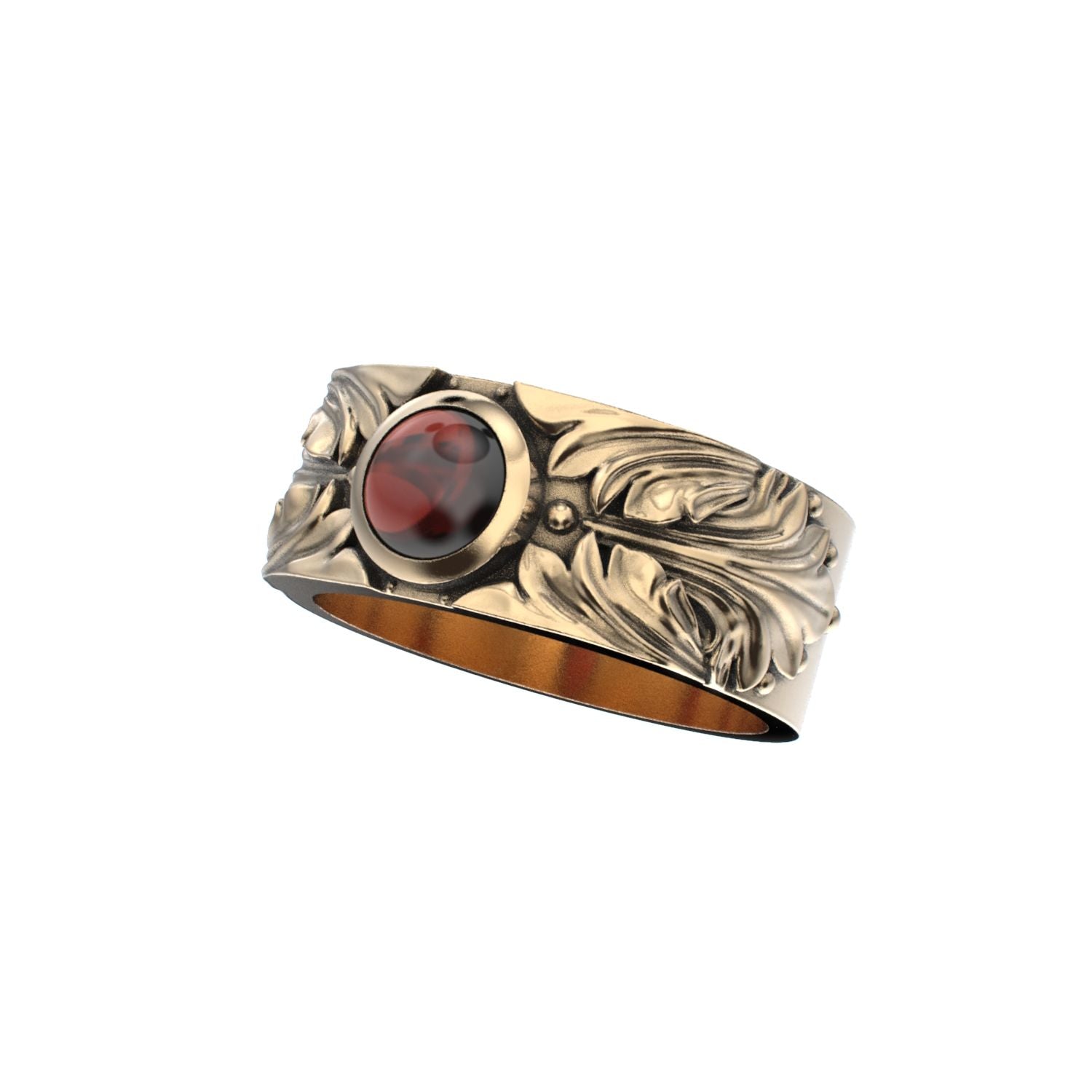 Court Filigree Ring - Garnet - 9ct Gold - BeckonJewel