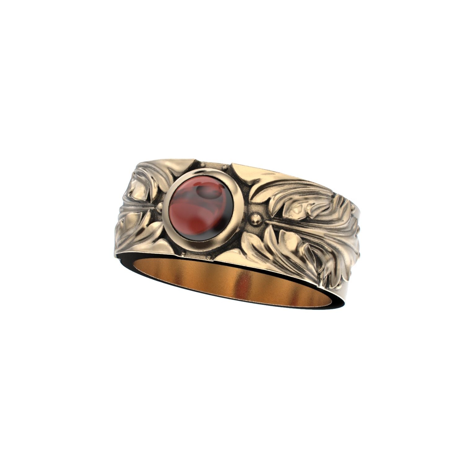 Court Filigree Ring - Garnet - 9ct Gold - BeckonJewel