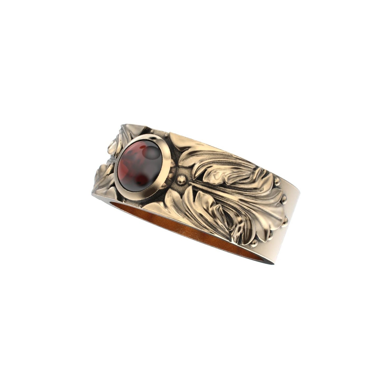 Court Filigree Ring - Garnet - 9ct Gold - BeckonJewel