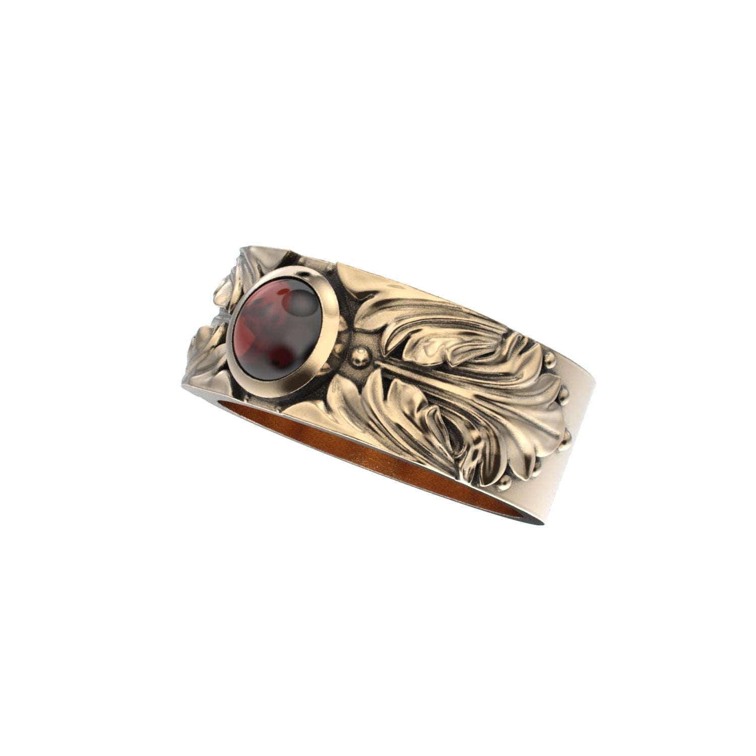 Court Filigree Ring - Garnet - 9ct Gold - BeckonJewel