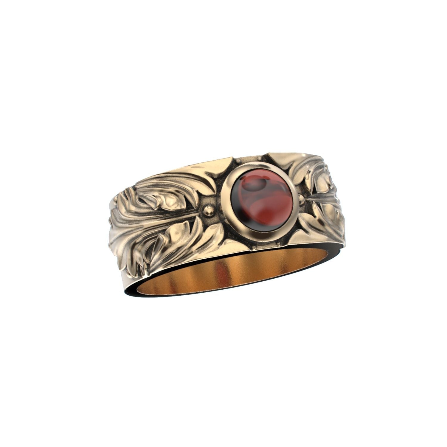 Court Filigree Ring - Garnet - 9ct Gold - BeckonJewel