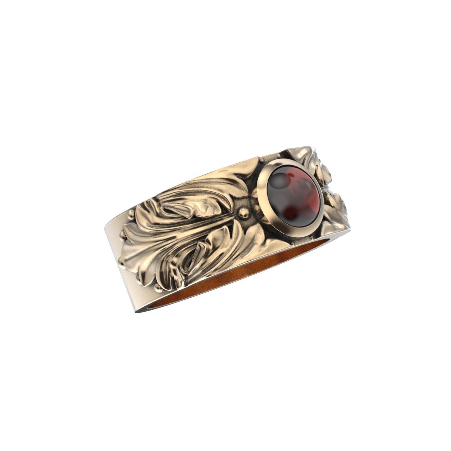 Court Filigree Ring - Garnet - 9ct Gold - BeckonJewel