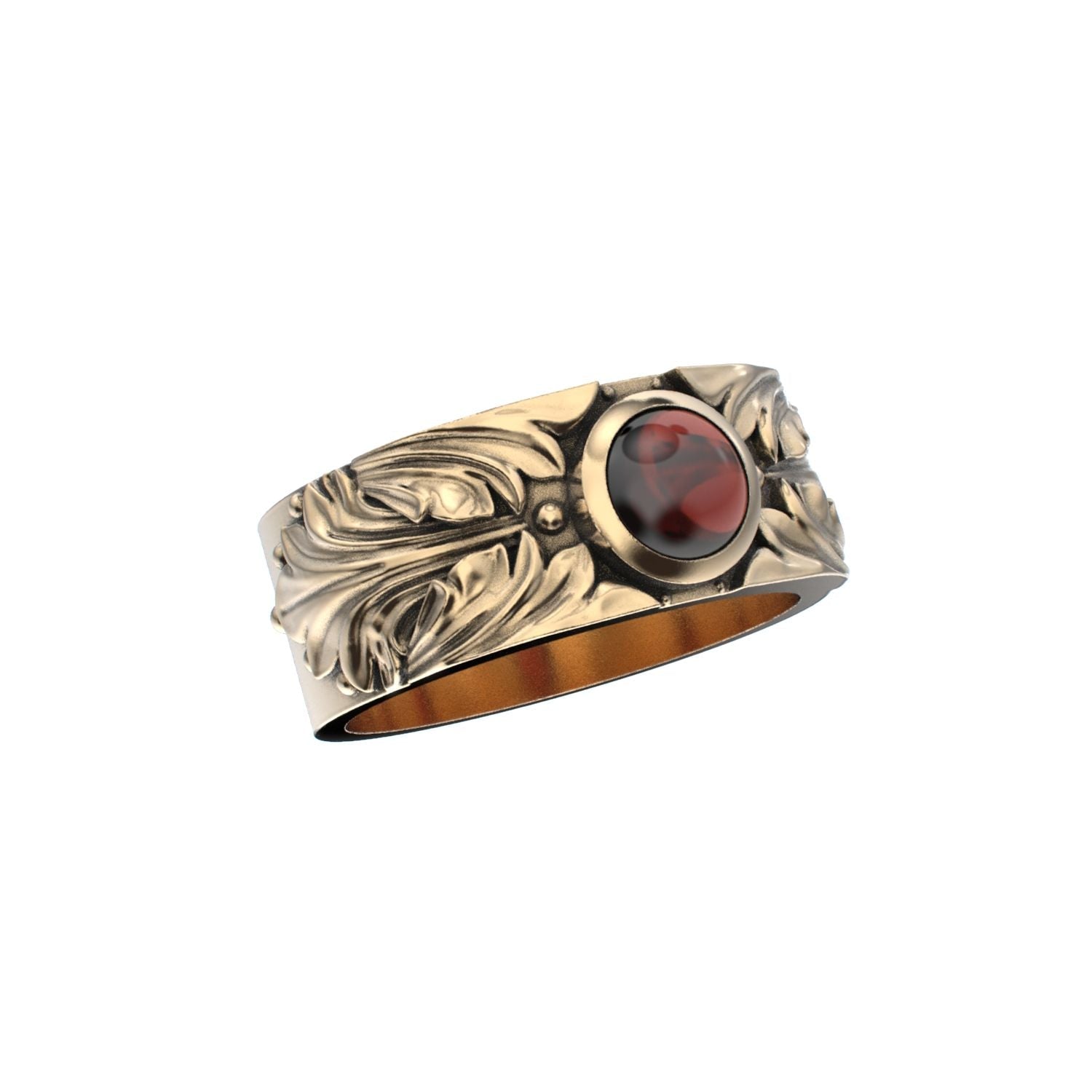 Court Filigree Ring - Garnet - 9ct Gold - BeckonJewel