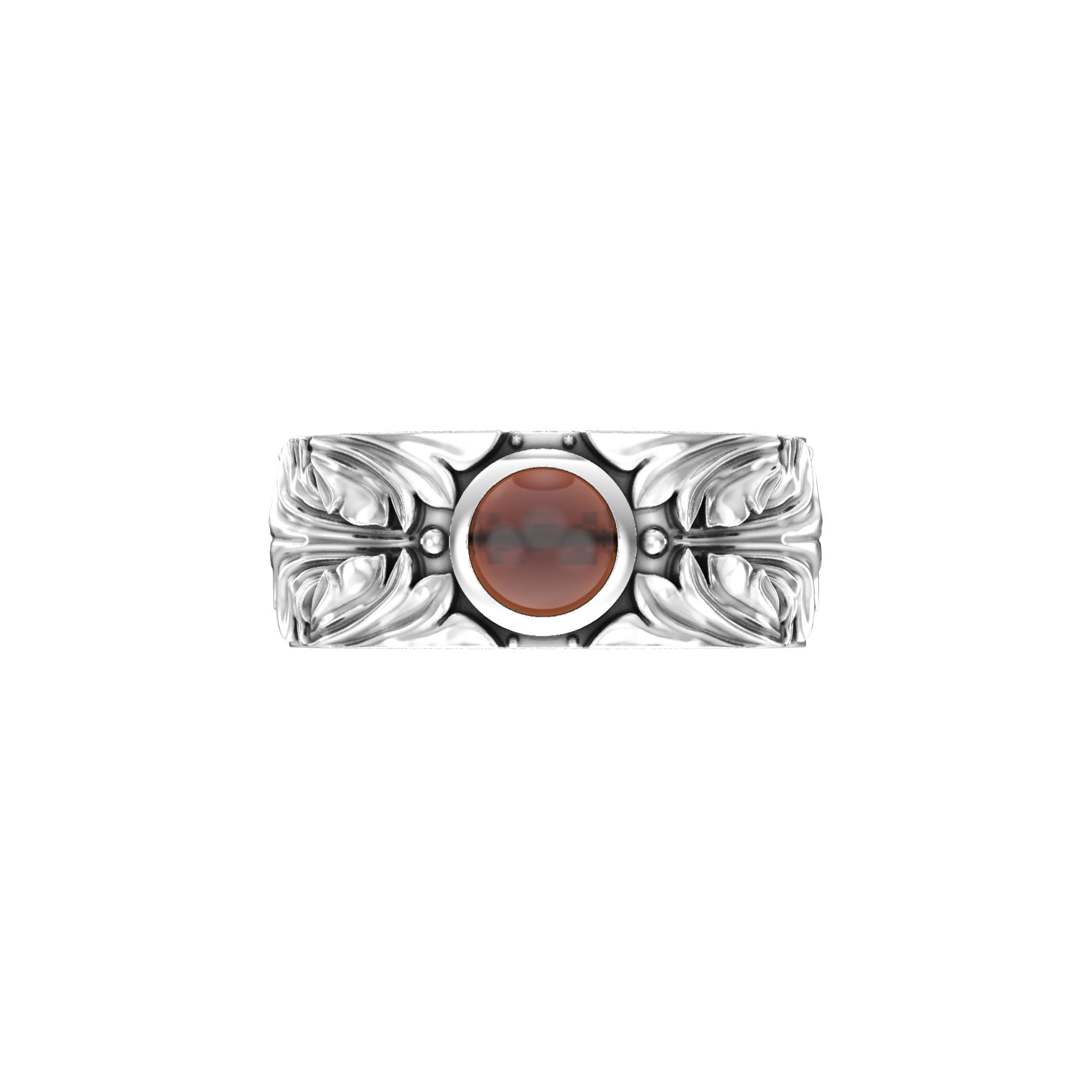 Court Filigree Ring – Garnet Cabochon | Sterling Silver - BeckonJewel