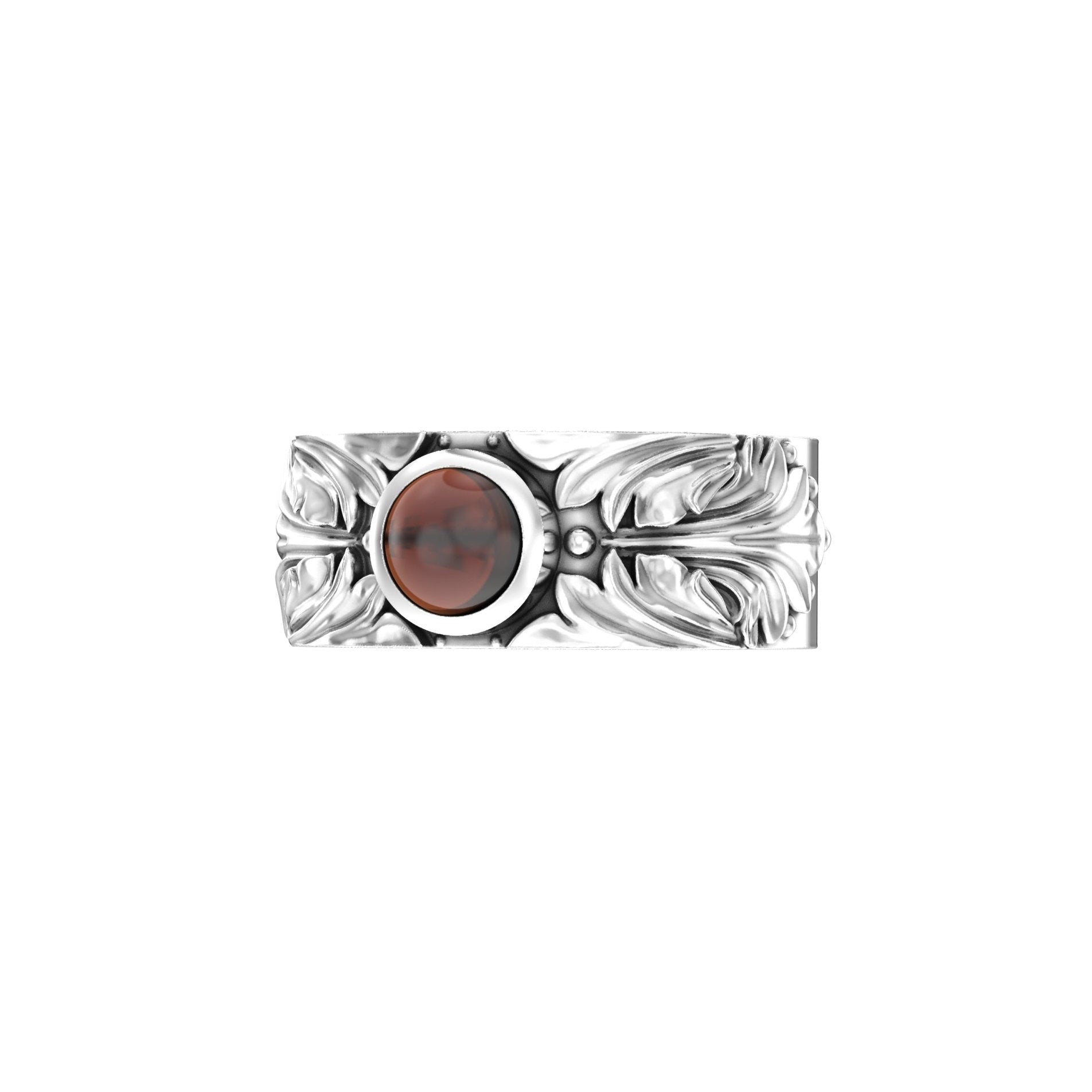 Court Filigree Ring – Garnet Cabochon | Sterling Silver - BeckonJewel