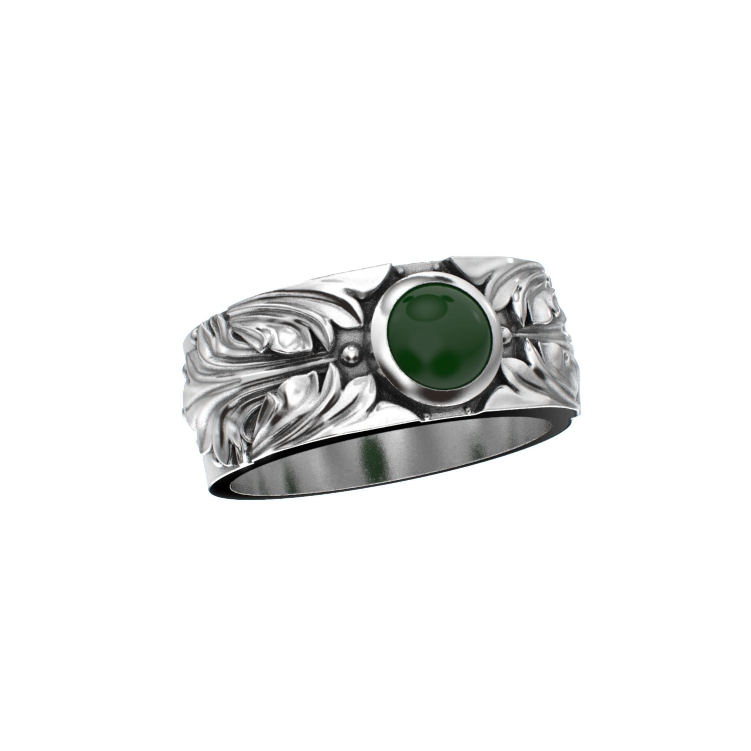 Court Filigree Ring - Jade - 925 Silver - BeckonJewel