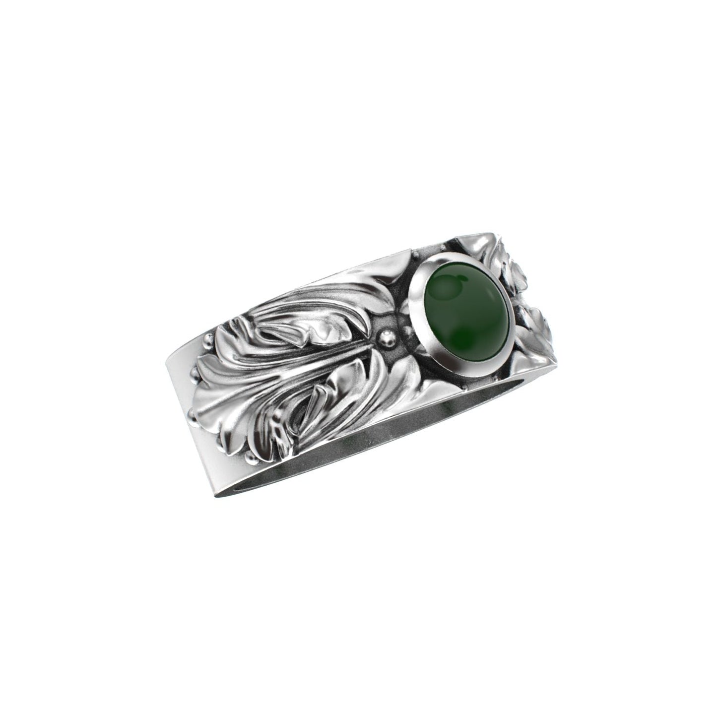 Court Filigree Ring - Jade - 925 Silver - BeckonJewel