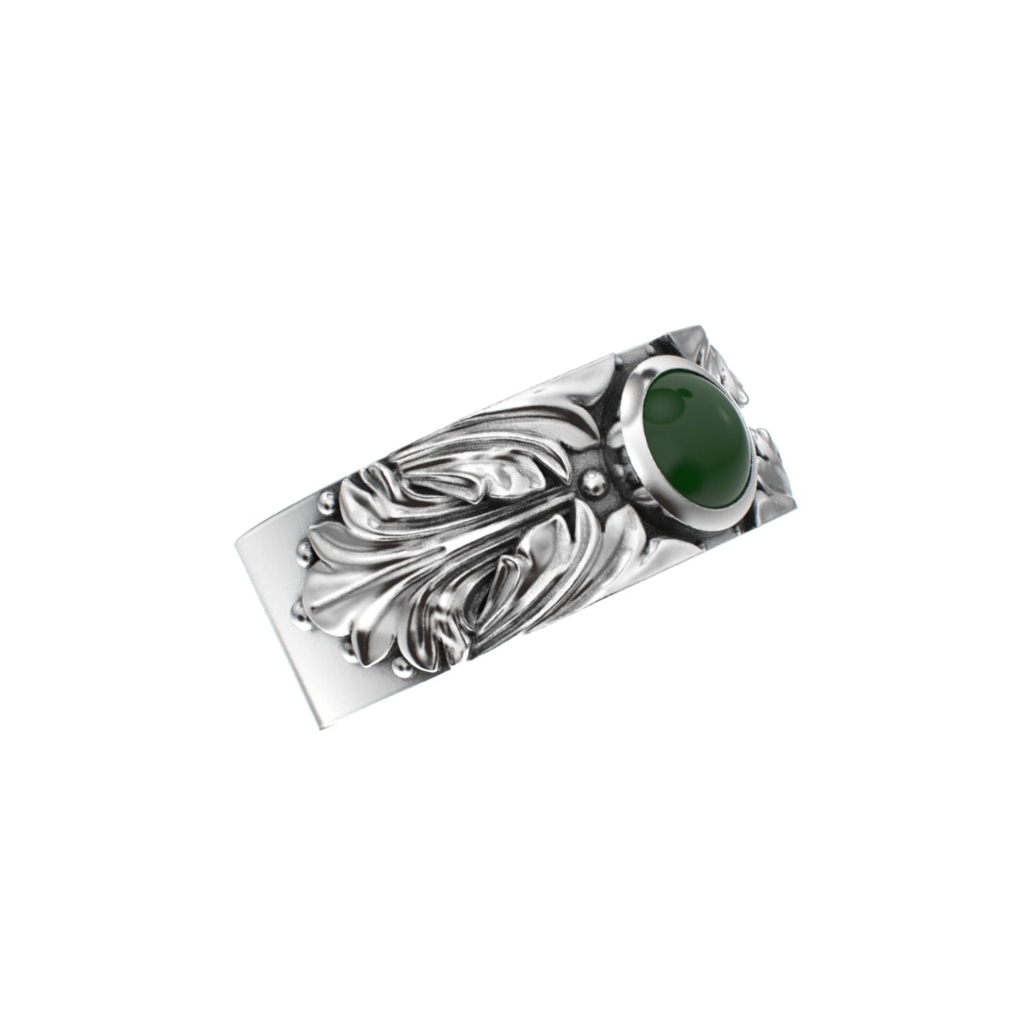 Court Filigree Ring - Jade - 925 Silver - BeckonJewel