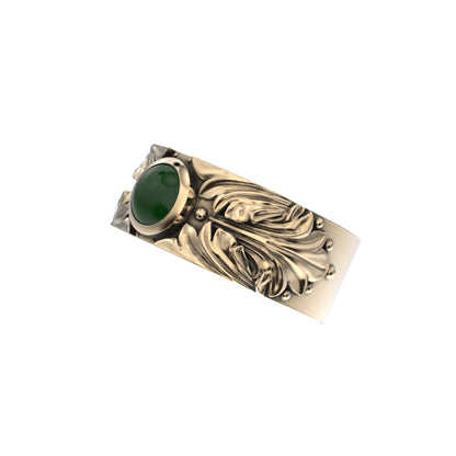 Court Filigree Ring - Jade - 9ct Gold - BeckonJewel