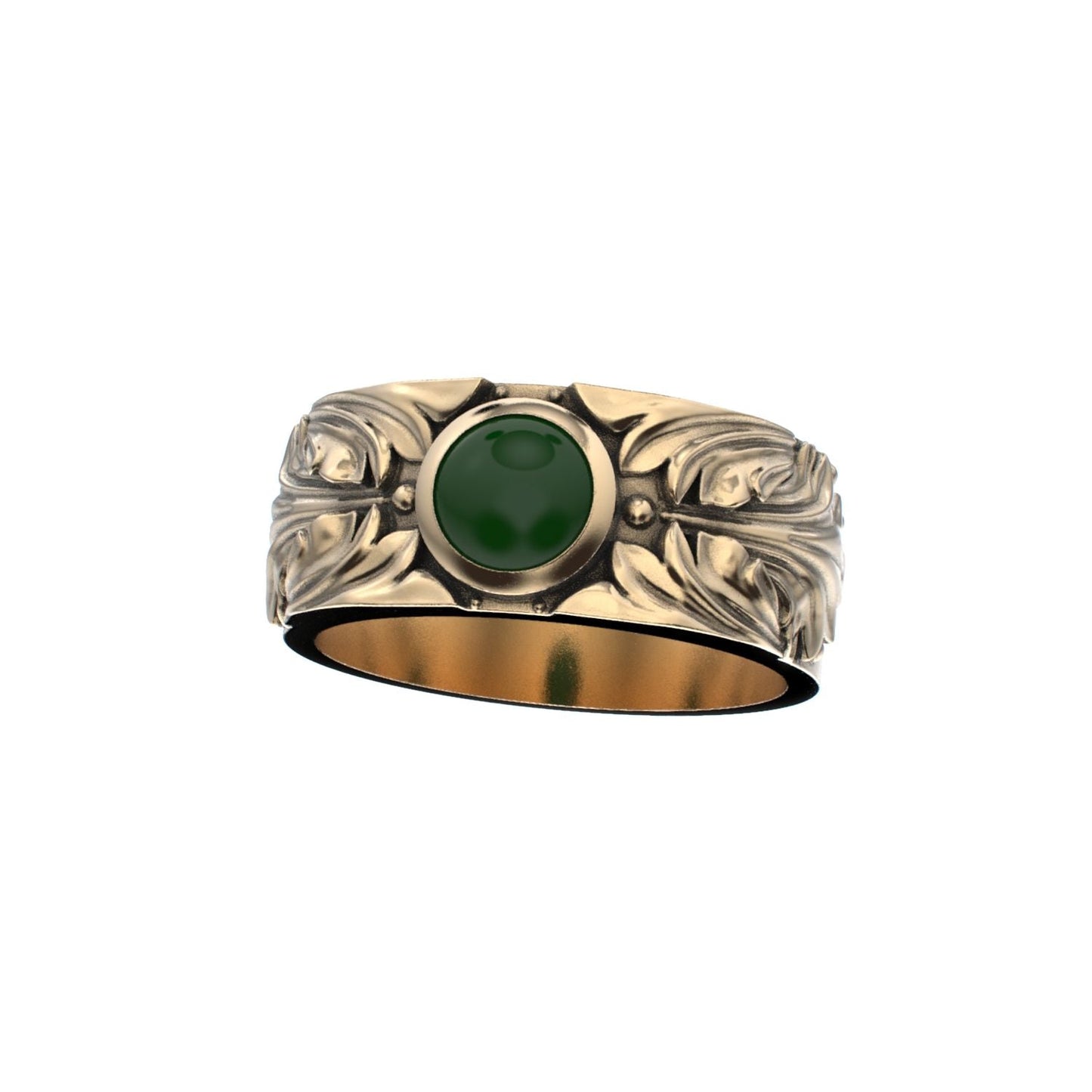 Court Filigree Ring - Jade - 9ct Gold - BeckonJewel