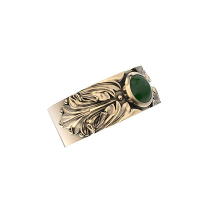 Court Filigree Ring - Jade - 9ct Gold - BeckonJewel