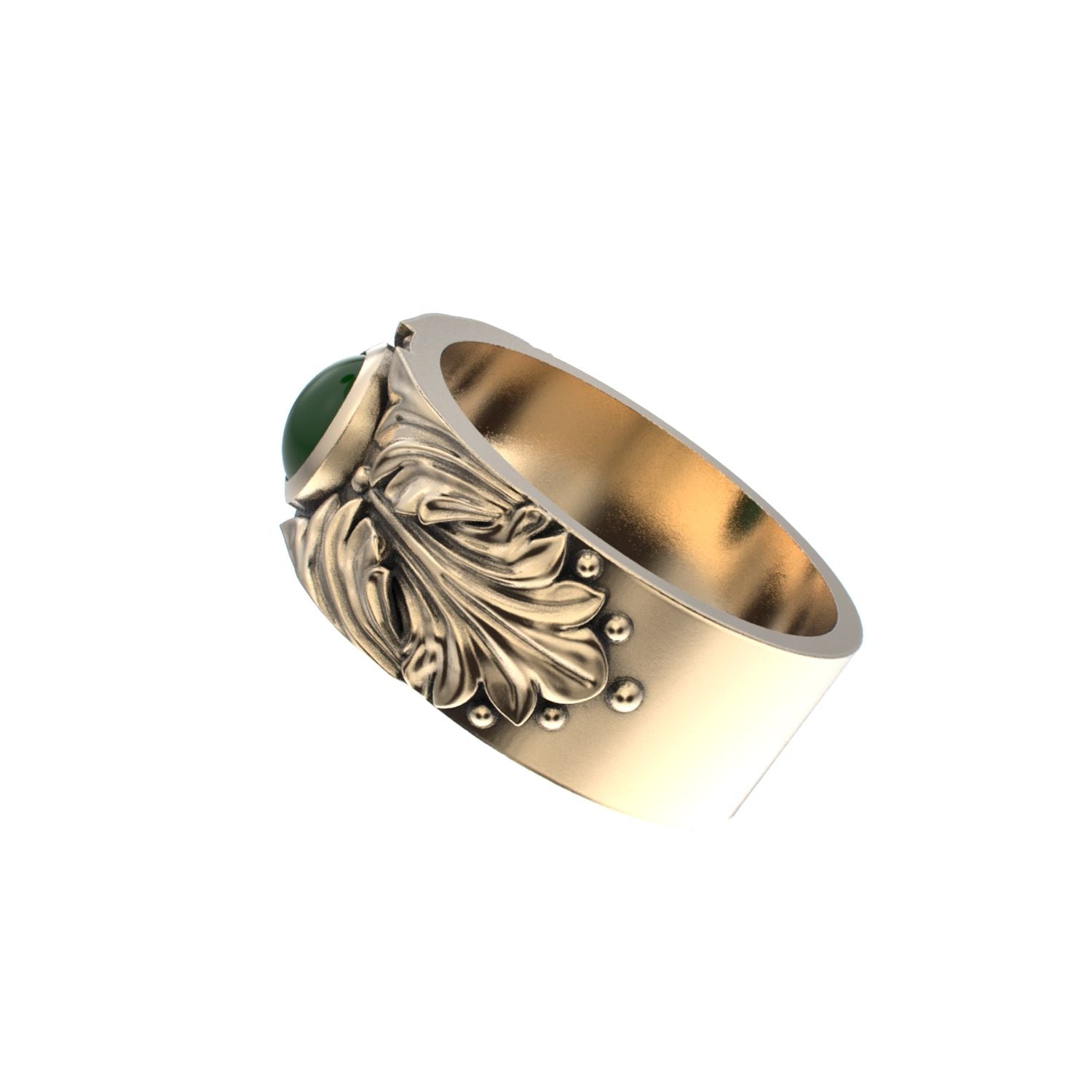 Court Filigree Ring - Jade - 9ct Gold - BeckonJewel