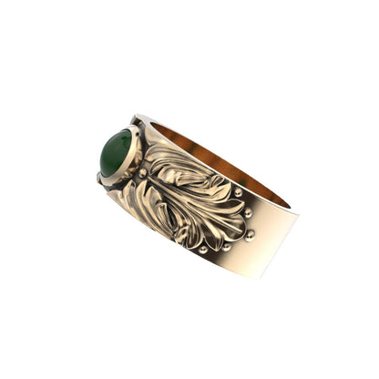 Court Filigree Ring - Jade - 9ct Gold - BeckonJewel