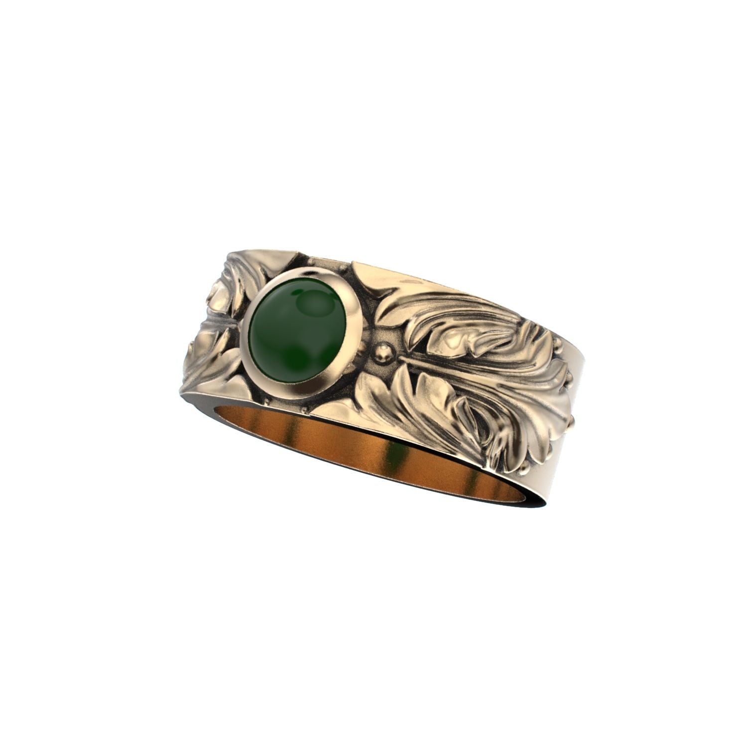 Court Filigree Ring - Jade - 9ct Gold - BeckonJewel