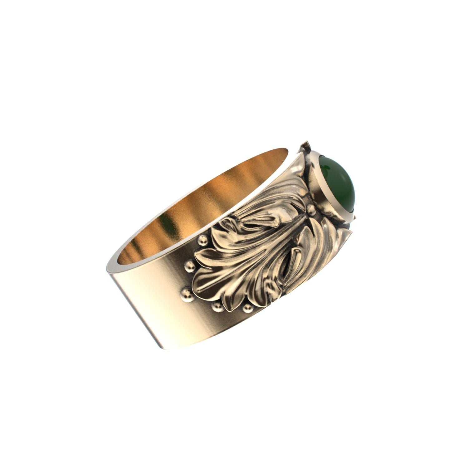 Court Filigree Ring - Jade - 9ct Gold - BeckonJewel