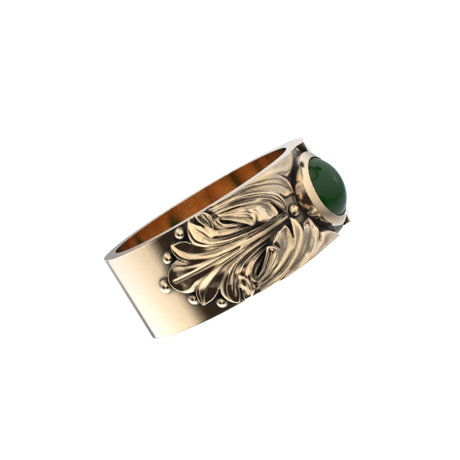 Court Filigree Ring - Jade - 9ct Gold - BeckonJewel