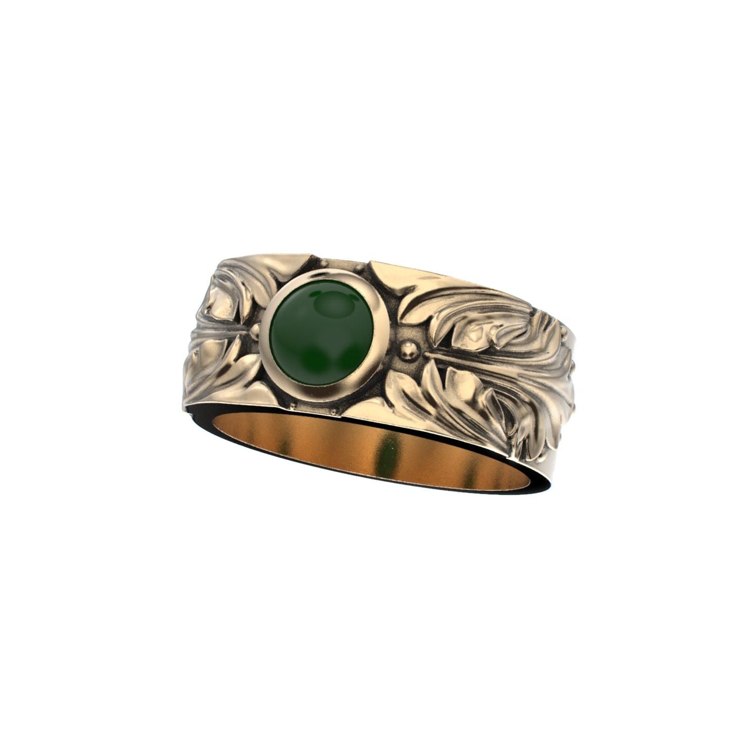 Court Filigree Ring - Jade - 9ct Gold - BeckonJewel