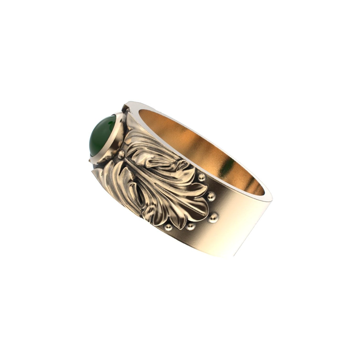 Court Filigree Ring - Jade - 9ct Gold - BeckonJewel