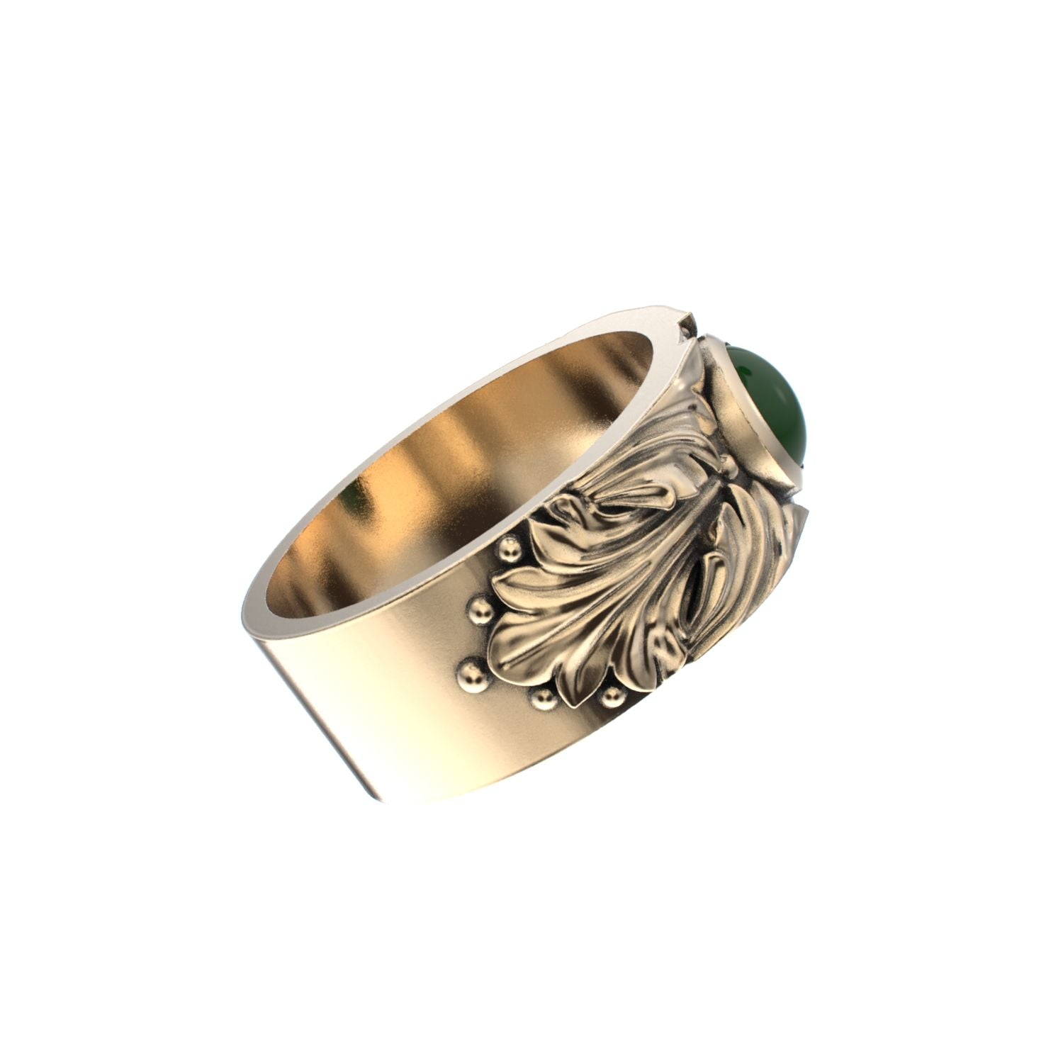 Court Filigree Ring - Jade - 9ct Gold - BeckonJewel